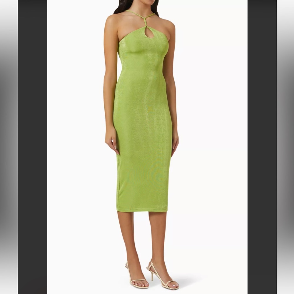 Misha sexy green Eli halter neck midi dress